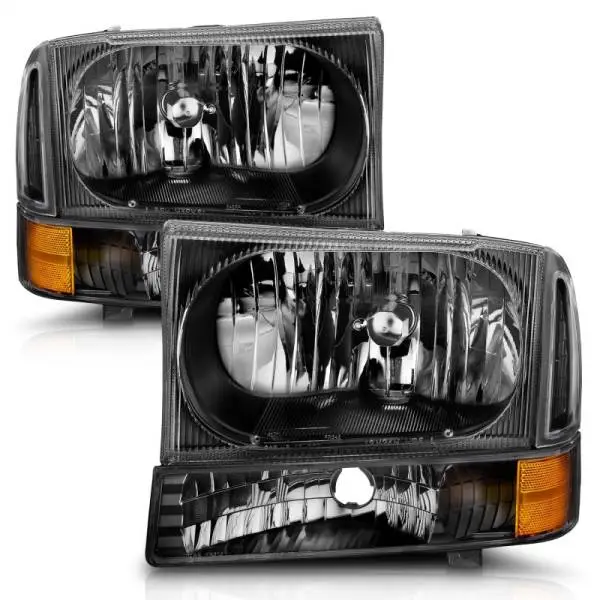 ANZO 2000-2004 Ford Excursion Crystal Headlights Black thumbnail 3