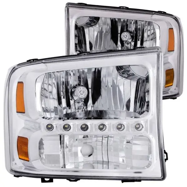 ANZO 2000-2004 Ford Excursion Crystal Headlights Chrome w/ LED 1pc thumbnail 2