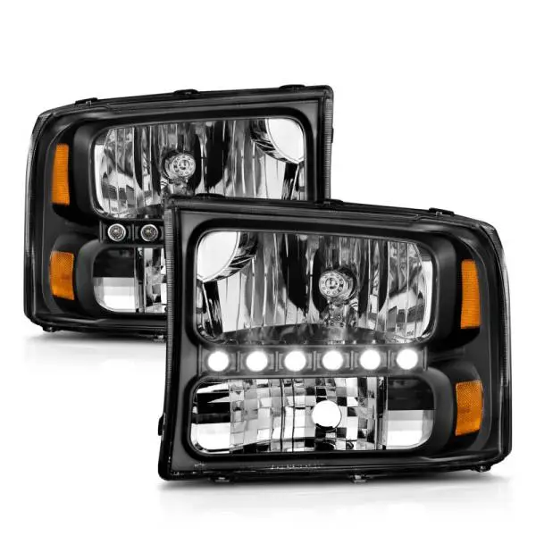 ANZO 2000-2004 Ford Excursion Crystal Headlights Black w/ LED 1pc thumbnail 11