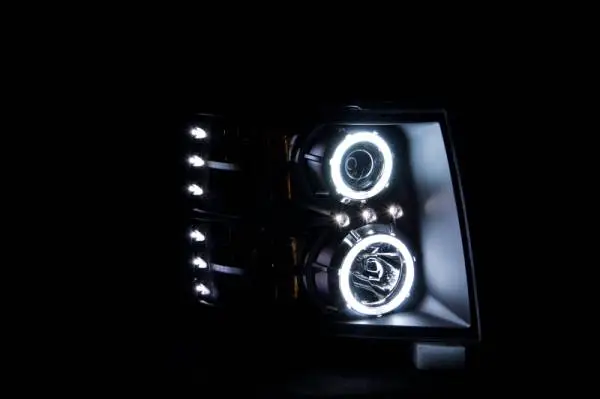 ANZO 2007-2013 Chevrolet Silverado 1500 Projector Headlights w/ Halo Black thumbnail 3