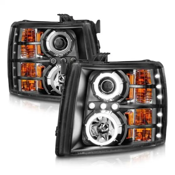 ANZO 2007-2013 Chevrolet Silverado 1500 Projector Headlights w/ Halo Black thumbnail 4