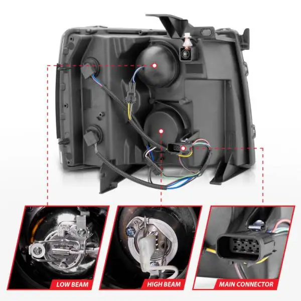ANZO 2007-2013 Chevrolet Silverado 1500 Projector Headlights w/ Halo Black thumbnail 14