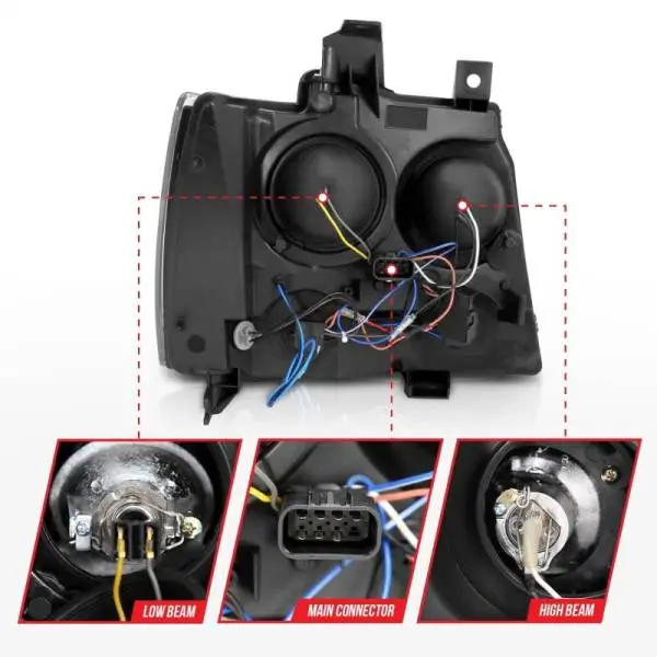 ANZO 2007-2013 Chevrolet Avalanche Projector Headlights w/ Halo Chrome thumbnail 11