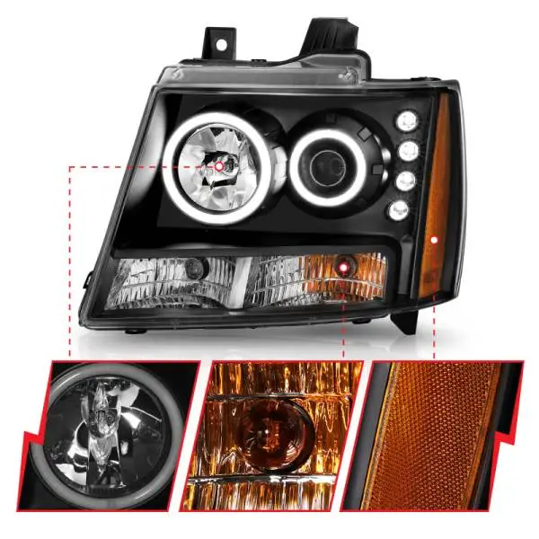 ANZO 2007-2013 Chevrolet Avalanche Projector Headlights w/ Halo Black (CCFL) thumbnail 13