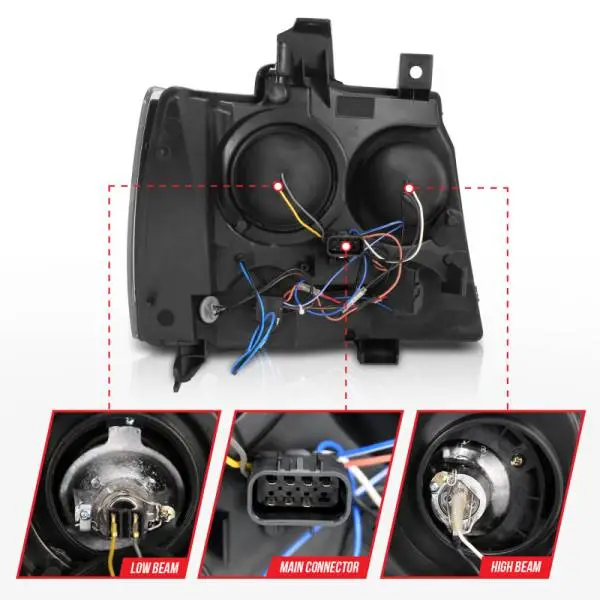 ANZO 2007-2013 Chevrolet Avalanche Projector Headlights w/ Halo Black (CCFL) thumbnail 15