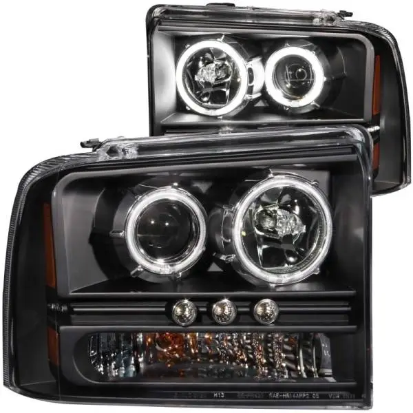 ANZO 2005-2007 Ford Excursion Projector Headlights w/ Halo Black w/ LED Strip (CCFL) 1pc thumbnail 2