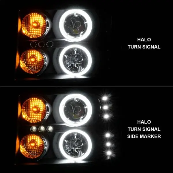 ANZO 2007-2013 GMC Sierra 1500 Projector Headlights w/ Halo Black thumbnail 4