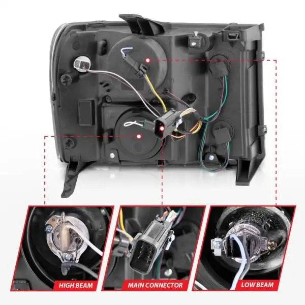 ANZO 2007-2013 GMC Sierra 1500 Projector Headlights w/ Halo Black thumbnail 7