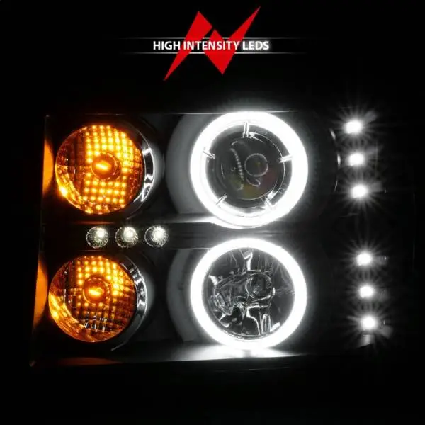 ANZO 2007-2013 GMC Sierra 1500 Projector Headlights w/ Halo Black thumbnail 8