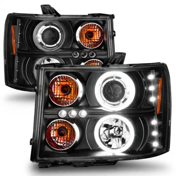 ANZO 2007-2013 GMC Sierra 1500 Projector Headlights w/ Halo Black thumbnail 9