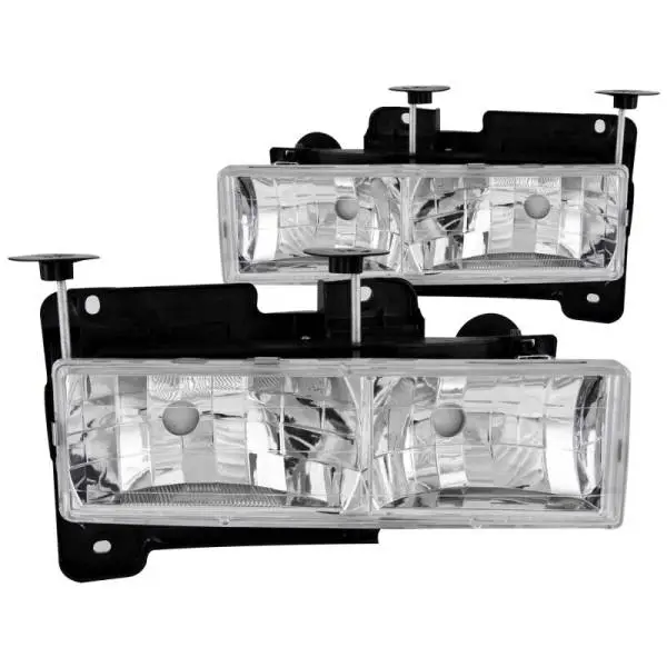 ANZO 1988-1998 Chevrolet C1500 Crystal Headlights Chrome w/o Bulbs thumbnail 2