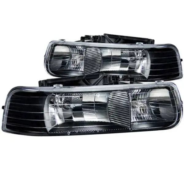 ANZO 1999-2002 Chevrolet Silverado 1500 Crystal Headlights Black thumbnail 2
