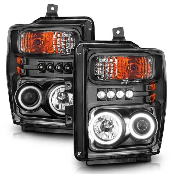 ANZO 2008-2010 Ford F-250 Projector Headlights w/ Halo Black (CCFL) thumbnail 2