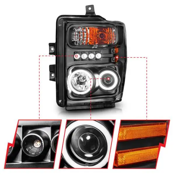 ANZO 2008-2010 Ford F-250 Projector Headlights w/ Halo Black (CCFL) thumbnail 4