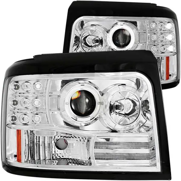 ANZO 1992-1996 Ford F-150 Projector Headlights w/ Halo Chrome w/ Side Markers and Parking Lights image 2