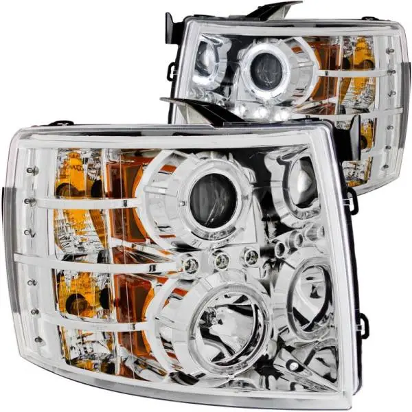 ANZO 2007-2013 Chevrolet Silverado 1500 Projector Headlights w/ Halo Chrome thumbnail 2