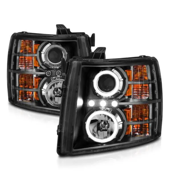 ANZO 2007-2013 Chevrolet Silverado 1500 Projector Headlights w/ Halo Black thumbnail 11