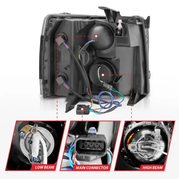 ANZO 2007-2013 Chevrolet Silverado 1500 Projector Headlights w/ Halo Black thumbnail 14