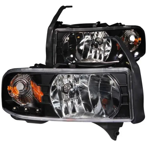 ANZO 1994-2001 Dodge Ram Crystal Headlights Black w/ LED image 2