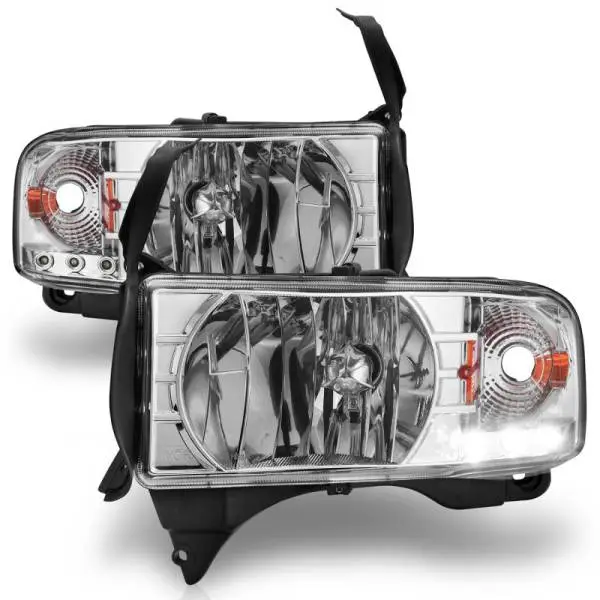 ANZO 1994-2001 Dodge Ram Crystal Headlights Chrome w/ LED image 4