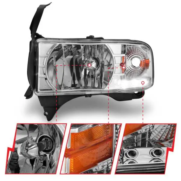 ANZO 1994-2001 Dodge Ram Crystal Headlights Chrome w/ LED image 5