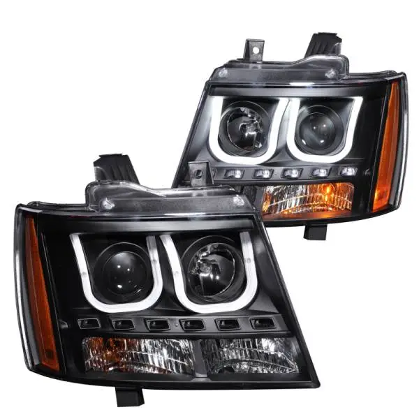 ANZO 2007-2013 Chevrolet Avalanche Projector Headlights w/ U-Bar Black thumbnail 2