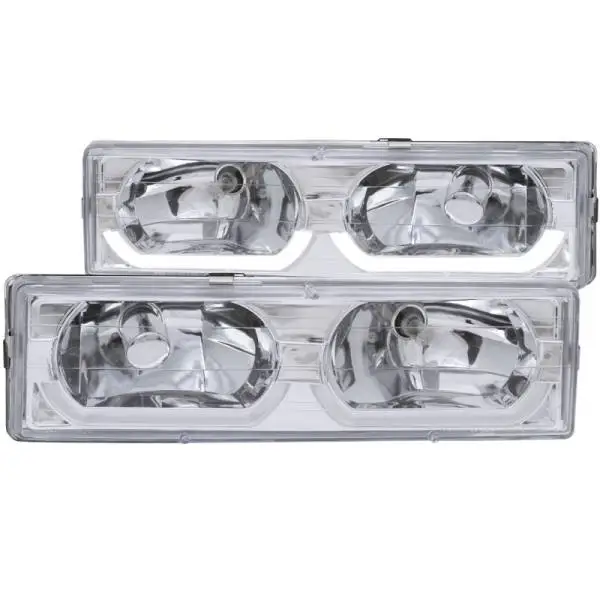 ANZO 1988-1998 Chevrolet C1500 Crystal Headlights Chrome w/ Low - Brow thumbnail 2