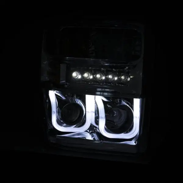 ANZO 2008-2010 Ford F-250 Projector Headlights w/ U-Bar Black thumbnail 3