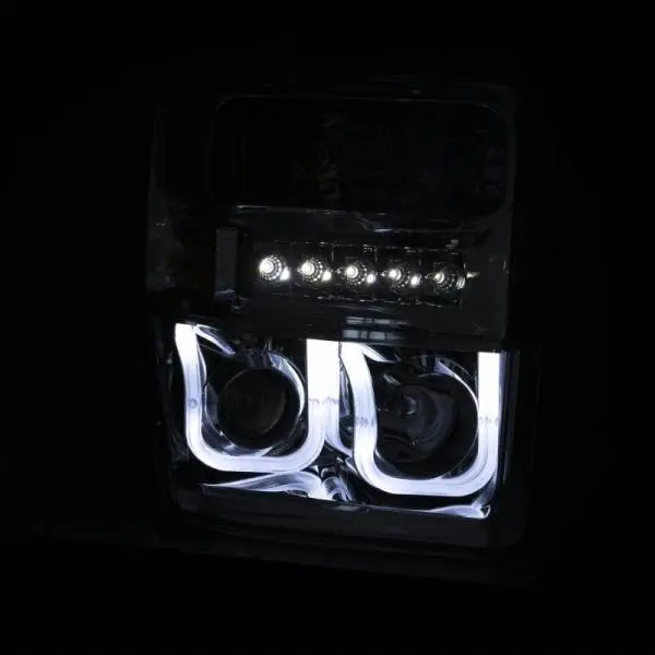 ANZO 2008-2010 Ford F-250 Projector Headlights w/ U-Bar Black thumbnail 5