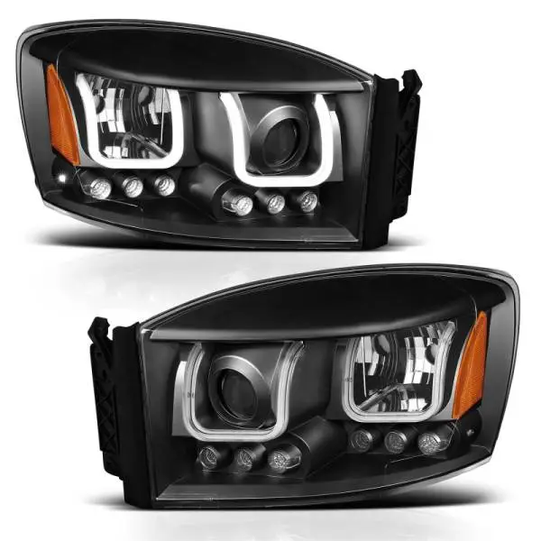 ANZO 2006-2008 Dodge Ram 1500 Projector Headlights w/ U-Bar Black image 6