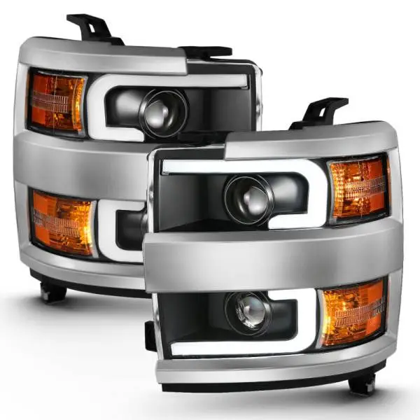 ANZO 2015-2016 Chevrolet Silverado Projector Headlights w/ Plank Style Design Black w/ Amber thumbnail 2