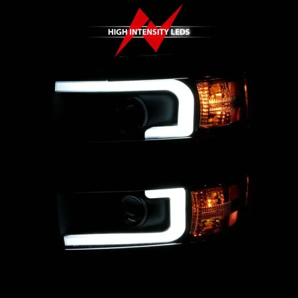 ANZO 2015-2016 Chevrolet Silverado Projector Headlights w/ Plank Style Design Black w/ Amber thumbnail 6