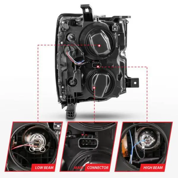 ANZO 2015-2016 Chevrolet Silverado Projector Headlights w/ Plank Style Design Chrome w/ Amber thumbnail 9