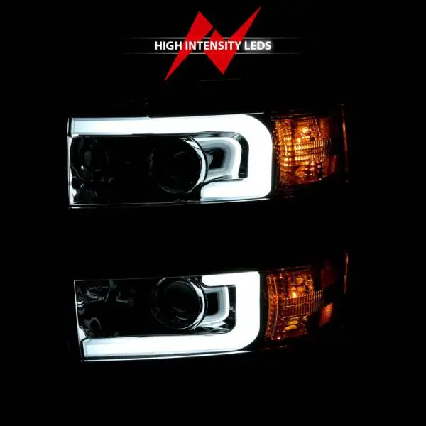 ANZO 2015-2016 Chevrolet Silverado Projector Headlights w/ Plank Style Design Chrome w/ Amber thumbnail 10
