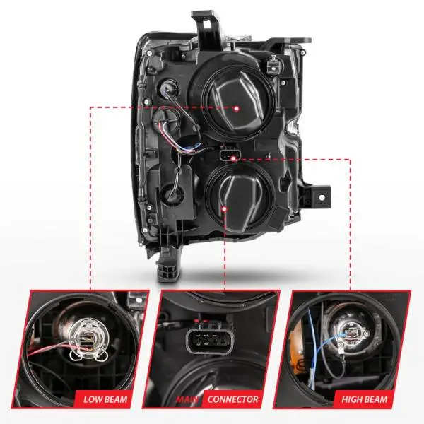 ANZO 2015-2016 Chevrolet Silverado Projector Headlights w/ Plank Style Design Chrome w/ Amber thumbnail 12