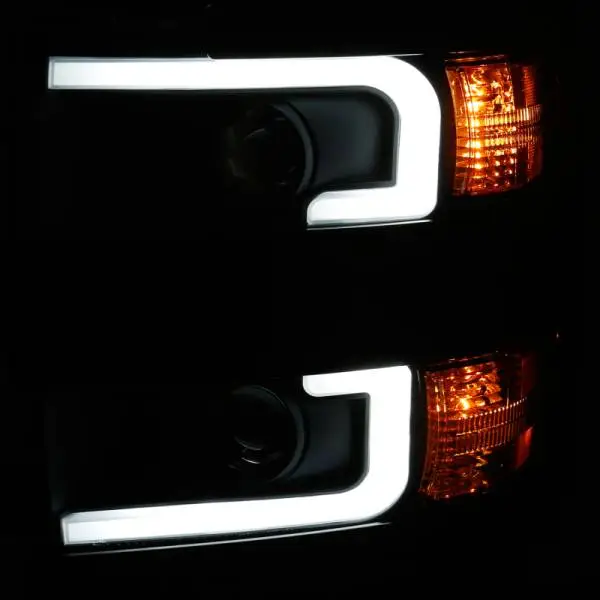 ANZO Projector Headlights With Plank Style Design Black w/Amber 15-17 Chevrolet Silverado 2500/3500 thumbnail 4