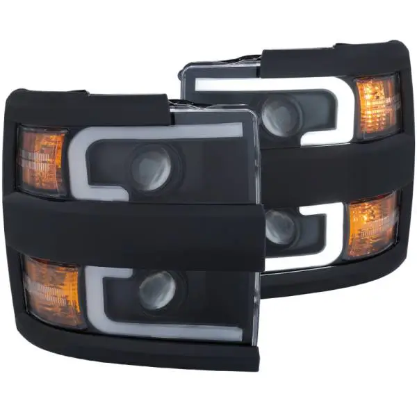 ANZO Projector Headlights 15-17 Chevrolet Silverado 2500HD / 3500HD Black w/ Black Rim thumbnail 2