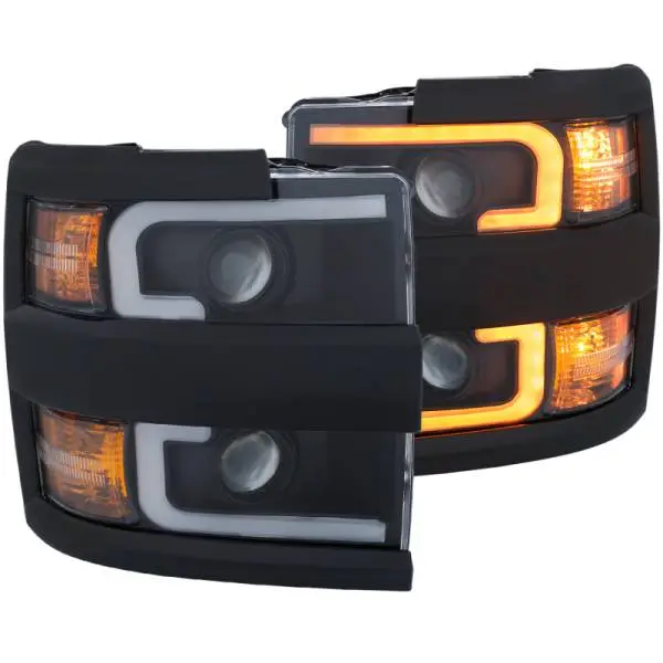 ANZO Projector Headlights 15-17 Chevrolet Silverado 2500HD / 3500HD Black w/ Black Rim thumbnail 12