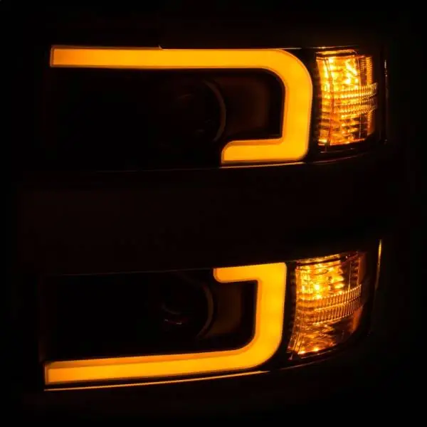 ANZO Projector Headlights 15-17 Chevrolet Silverado 2500HD / 3500HD Black w/ Chrome Rim thumbnail 7
