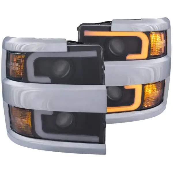 ANZO Projector Headlights 15-17 Chevrolet Silverado 2500HD / 3500HD Black w/ Chrome Rim thumbnail 11