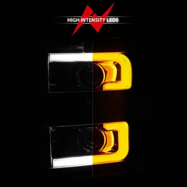 ANZO Projector Headlights 15-17 Chevrolet Silverado 2500HD / 3500HD Chrome w/ Chrome Rim thumbnail 7