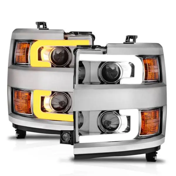 ANZO Projector Headlights 15-17 Chevrolet Silverado 2500HD / 3500HD Chrome w/ Chrome Rim thumbnail 11
