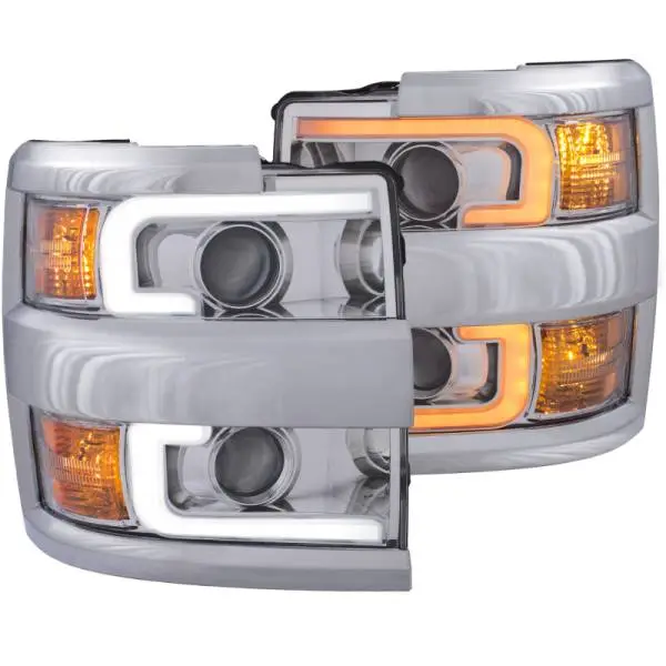 ANZO Projector Headlights 15-17 Chevrolet Silverado 2500HD / 3500HD Chrome w/ Chrome Rim thumbnail 16