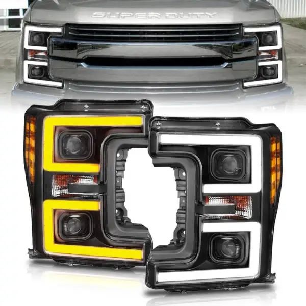 ANZO LED Headlights 17-18 Ford F-250 Super Duty Plank-Style L.E.D. Headlight Black (Pair) thumbnail 2