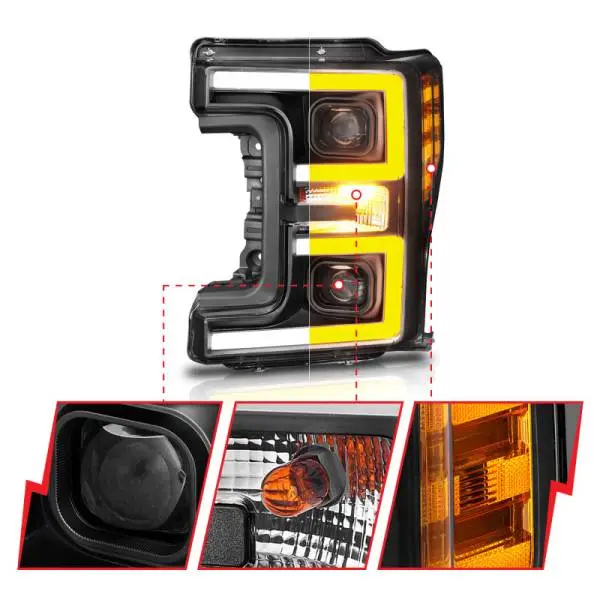 ANZO LED Headlights 17-18 Ford F-250 Super Duty Plank-Style L.E.D. Headlight Black (Pair) thumbnail 13