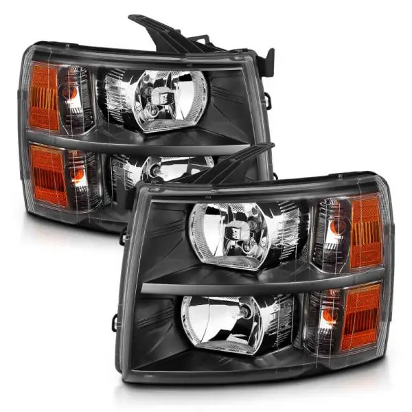 ANZO 2007-2013 Chevrolet Silverado Crystal Headlights Black thumbnail 2