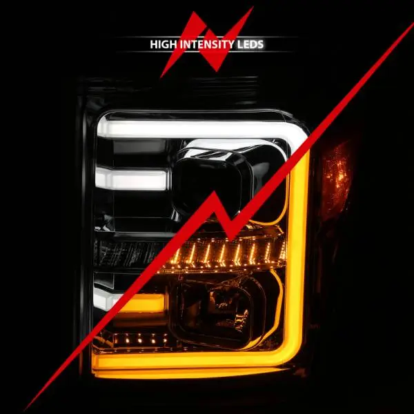 ANZO 11-16 Ford F-250/F-350/F-450 Projector Headlights w/ Plank Style Switchback Chrome w/Amber thumbnail 11