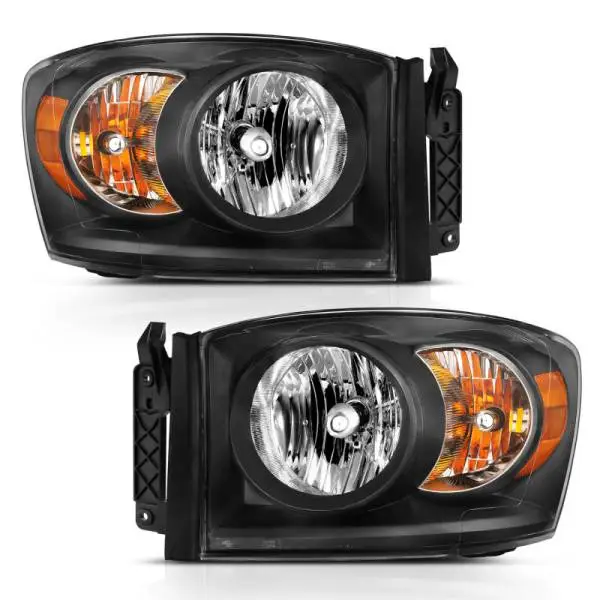 ANZO 2006-2009 Dodge Ram 1500 Crystal Headlight  Black Amber image 3