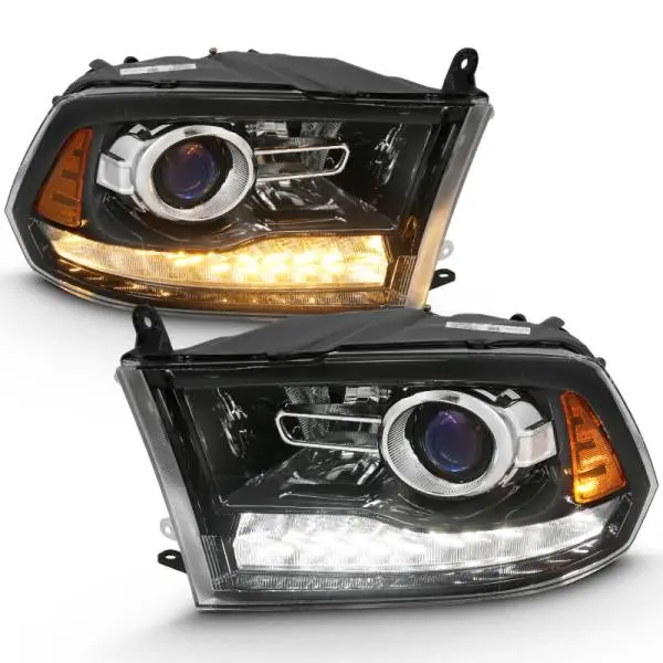 ANZO 2009-2018 Dodge Ram 1500 Projector Plank Style Switchback H.L Halo Black Amber (OE Style) image 2