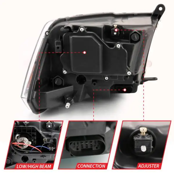 ANZO 2009-2018 Dodge Ram 1500 Projector Plank Style Switchback H.L Halo Black Amber (OE Style) image 13